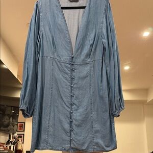 ASOS Design Blue Denim Deep V-Neck Dress sz. 14